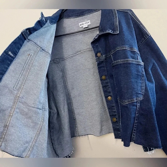 New Ava & Viv crop denim jacket plus-size - Picture 6 of 10